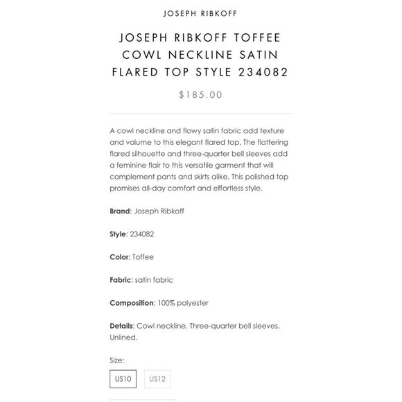 Joseph Ribkoff Top 2 XS Brown Tiered Cowl Neck Long Sleeve $185 - Picture 10 of 13